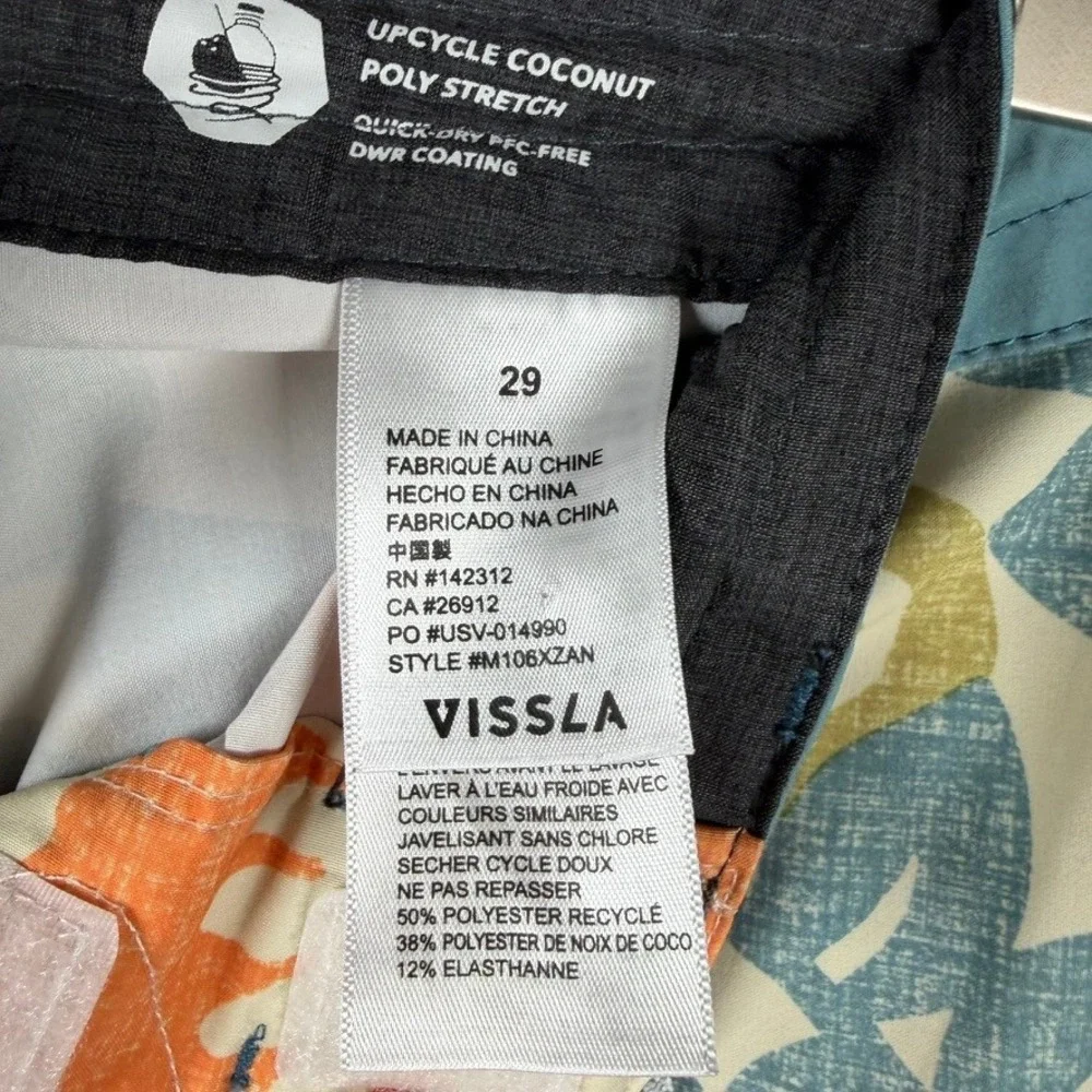 Vissla Mens Upcycled Coconut Floral Board Shorts Orange Teal Size 29 M106XZAN